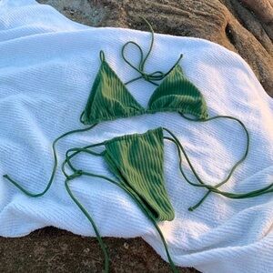 Tj swim Sofia top in moss green